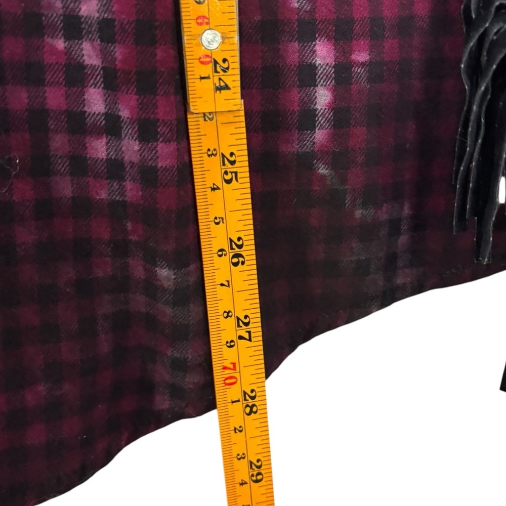 The Nu Vintage Women’s Medium Dyed Black & White Check Pearl Snap Shirt Fringe - Picture 8 of 9
